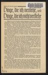 Dinge, die ich verstehe, und Dinge, die ich nicht verstehe
