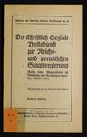 Der christlich-soziale Volksdienst zur Reichs- und preußischen Staatsregierung